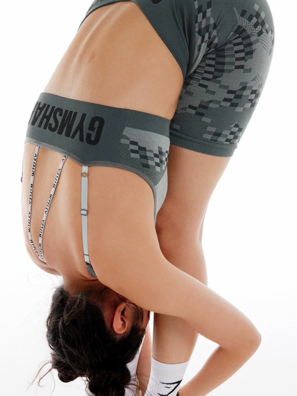 Gymshark Ribbed Dark Charcoal and Light Gray Sports Bralette - Picture 4 of 8